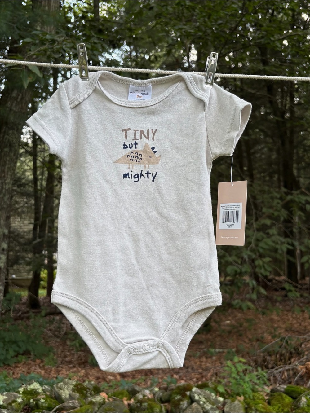 Mini Threads Petit Lem Cream 'Tiny but Mighty' Baby One-Piece NWT 3-6 months